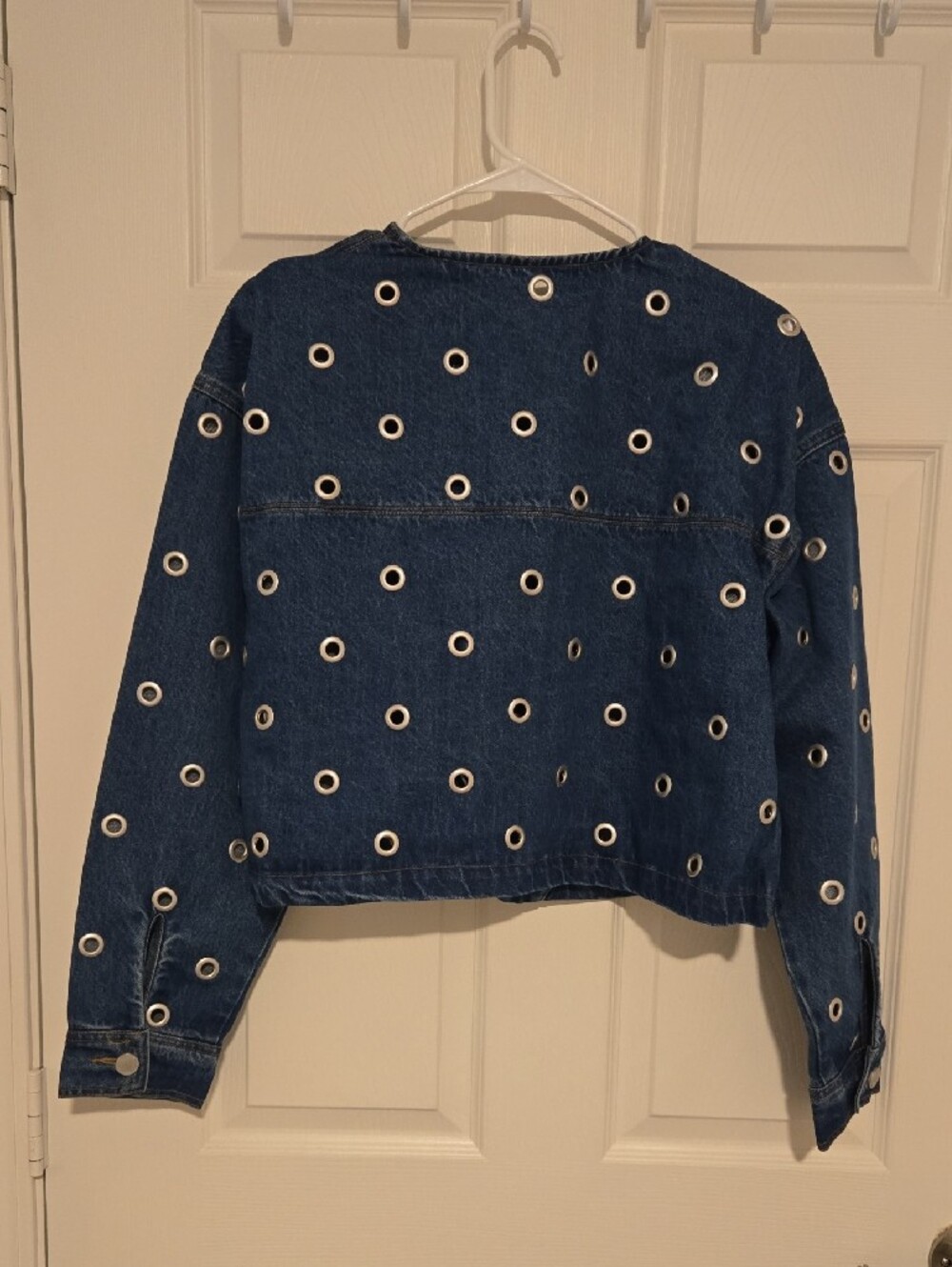 Blank NYC Dark Blue Eyelet-Embellished Denim Jacket - Picture 4 of 6
